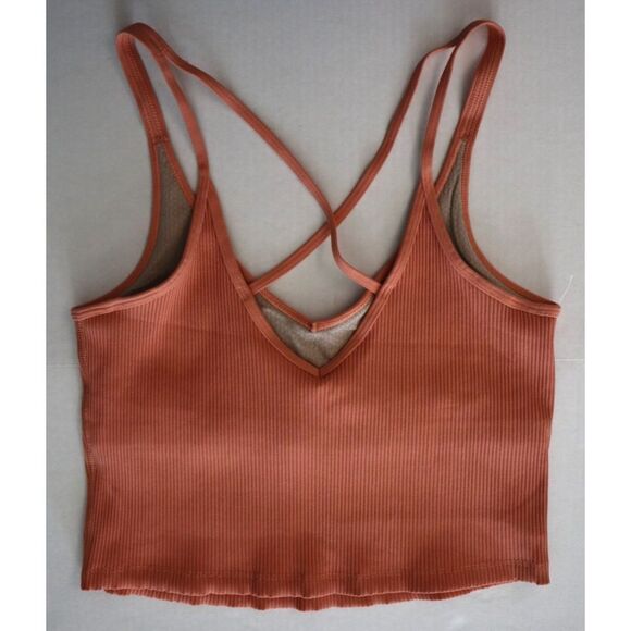 Vuori VW189 Women's Sz L Light Cinnamon/Light Coral Rib Crop Tank Top - Picture 10 of 13